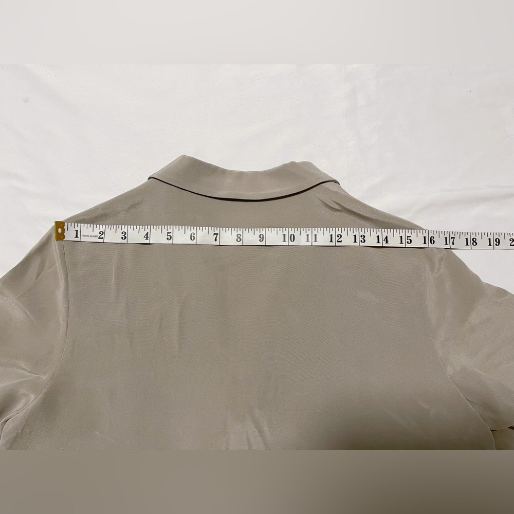 Womens Taupe Tie-Neck Blouse - Picture 9 of 12